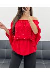 PE0007 TOP MIT ROTER PERLE