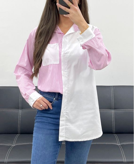 GESTREIFTES PE1141 ROSA HEMD