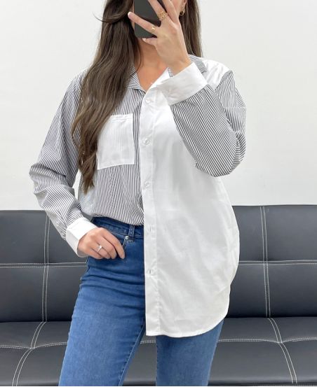 CAMICIA A RIGHE PE1141 NERA