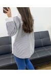 GESTREEPT OVERHEMD PE1141 ZWART
