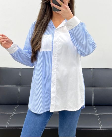 PE1141 HIMMELBLAU GESTREIFTES HEMD