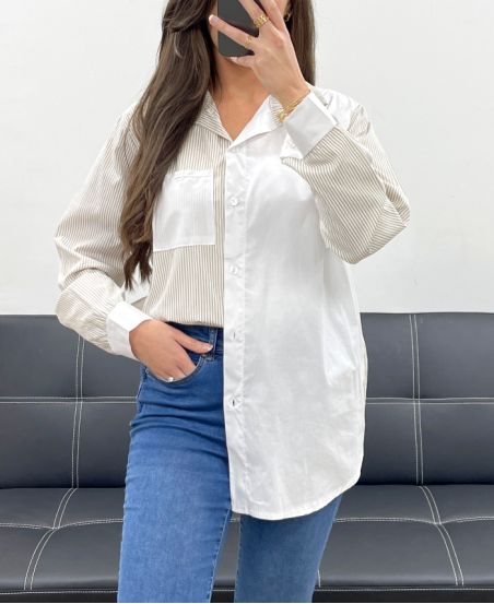PE1141 CAMISA DE RAYAS TOPO