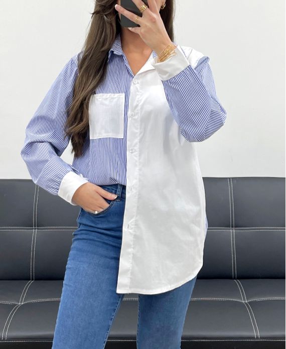 GESTREIFTES HEMD PE1141 MARINEBLAU