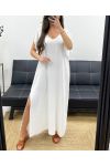 MAXI DRESS OVERSIZE CRAVATTA POSTERIORE SS1080 BIANCO