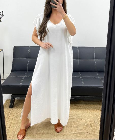 SUKIENKA MAXI OVERSIZE WIĄZANIE NA PLECACH SS1080 BIAŁA