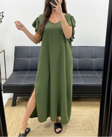 OVERSIZE-MAXIKLEID MIT BINDEBAND HINTEN SS1080 KHAKI