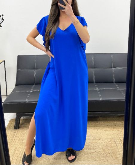 OVERSIZE-MAXIKLEID MIT SCHNÜRUNG FS1080 KÖNIGSBLAU