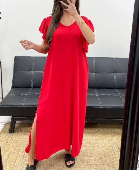 OVERSIZE-MAXIKLEID MIT BINDEBAND HINTEN SS1080 ROT