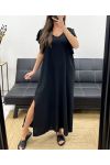 MAXI DRESS OVERSIZE CON LACCETTI SUL RETRO SS1080 NERO
