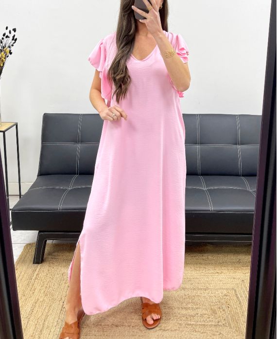 SUKIENKA MAXI OVERSIZE WIĄZANA NA PLECACH SS1080 RÓŻOWA