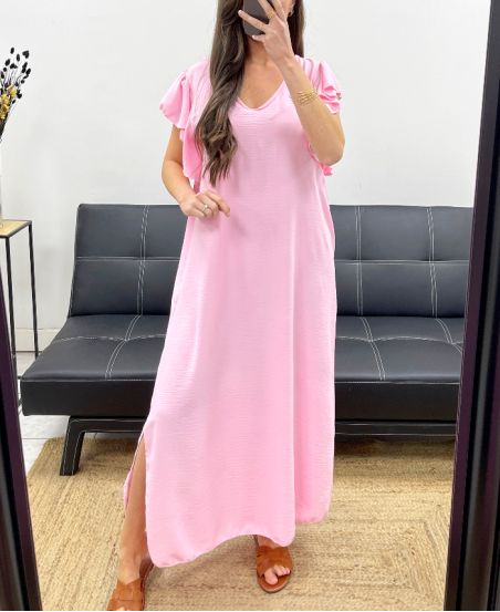 MAXI ABITO OVERSIZE CON LACCETTI POSTERIORI SS1080 ROSA