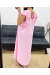 SUKIENKA MAXI OVERSIZE WIĄZANA NA PLECACH SS1080 RÓŻOWA