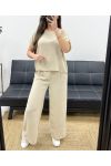 TOP TRASERO DE ENCAJE + PE0001 CONJUNTO DE PANTALONES BEIGE