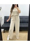 TOP TRASERO DE ENCAJE + PE0001 CONJUNTO DE PANTALONES BEIGE