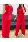 TOP TOP SET MIT SPITZENRÜCKEN + PE0001 HOSE ROT