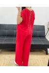TOP TOP SET MIT SPITZENRÜCKEN + PE0001 HOSE ROT
