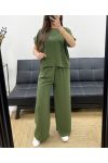 CONJUNTO TOP TRASERO DE ENCAJE + PANTS PE0001 CAQUI