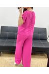 SET TOP IN PIZZO + PE0001 PANTALONI FUCSIA