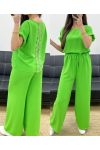 CONJUNTO TOP TRASERO DE ENCAJE + PE0001 PANTALÓN VERDE NEÓN