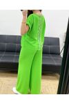 ENSEMBLE TOP DOS DENTELLE + PANTALON PE0001 VERT NEON