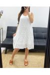 ROBE COTON DENTELLE DOUBLEE PE1174 BLANC
