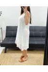 ROBE COTON DENTELLE DOUBLEE PE1174 BLANC
