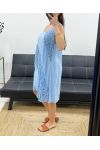 LINED LACE COTTON DRESS PE1174 BLUE