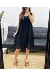 ROBE COTON DENTELLE DOUBLEE PE1174 NOIR
