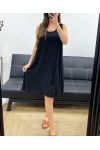 ROBE COTON DENTELLE DOUBLEE PE1174 NOIR