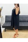 ROBE COTON DENTELLE DOUBLEE PE1174 NOIR