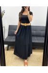 VLOEIENDE LANGE ROK + RIEM PE0222 ZWART