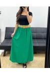 VLOEIENDE LANGE ROK + SMAGDGROENE PE0222 RIEM