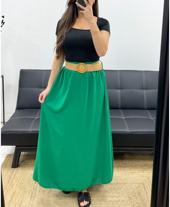 FLOWING LONG SKIRT + EMERALD PE0222 BELT