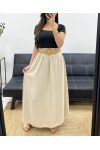 FALDA LARGA FLUIDA + CINTURÓN PE0222 BEIGE