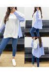OVERSIZE-SWEATSHIRT AUS BI-MATERIAL PE1144 WEISS