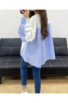 OVERSIZE-SWEATSHIRT AUS BI-MATERIAL PE1144 WEISS