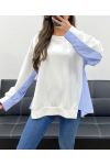 BLUZA OVERSIZE Z BIMATERIAŁU PE1144 BIAŁA