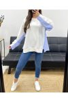 OVERSIZE-SWEATSHIRT AUS BI-MATERIAL PE1144 WEISS