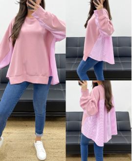 OVERSIZED BI-MATERIAL SWEATSHIRT PE1144 PINK