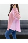 FELPA OVERSIZE BI-MATERIALE PE1144 ROSA
