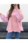 OVERSIZED BI-MATERIAL SWEATSHIRT PE1144 PINK