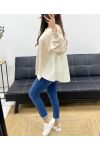 SWETER OVERSIZE Z BIMATERIAŁU PE1144 BEŻOWY