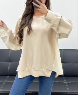 JERSEY BIMATERIAL OVERSIZE PE1144 BEIGE