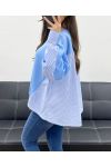 BLUZA OVERSIZE Z BIMATERIAŁU SS1144 SKY BLUE