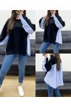 MAGLIA OVERSIZE BI-MATERIALE PE1144 NERO