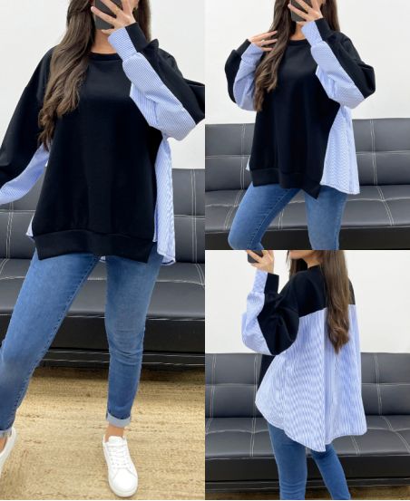 SWETER OVERSIZE Z DWÓCH MATERIAŁÓW PE1144