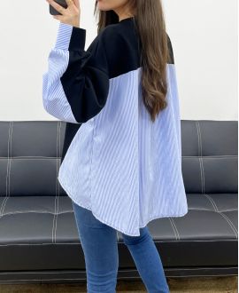 JERSEY BIMATERIAL OVERSIZE PE1144 NEGRO