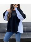 MAGLIA OVERSIZE BI-MATERIALE PE1144 NERO