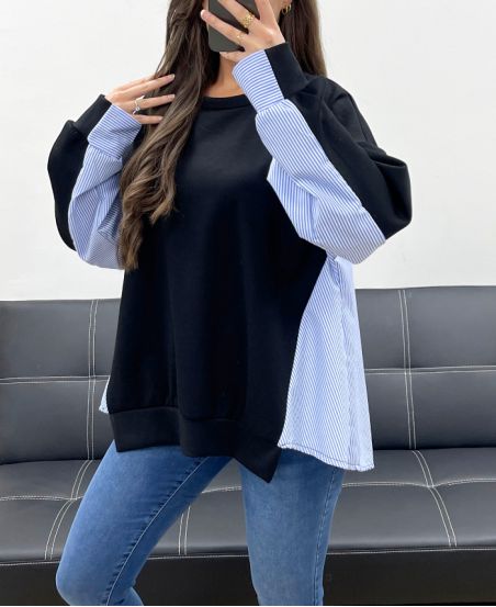 JERSEY BIMATERIAL OVERSIZE PE1144 NEGRO