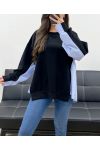 MAGLIA OVERSIZE BI-MATERIALE PE1144 NERO